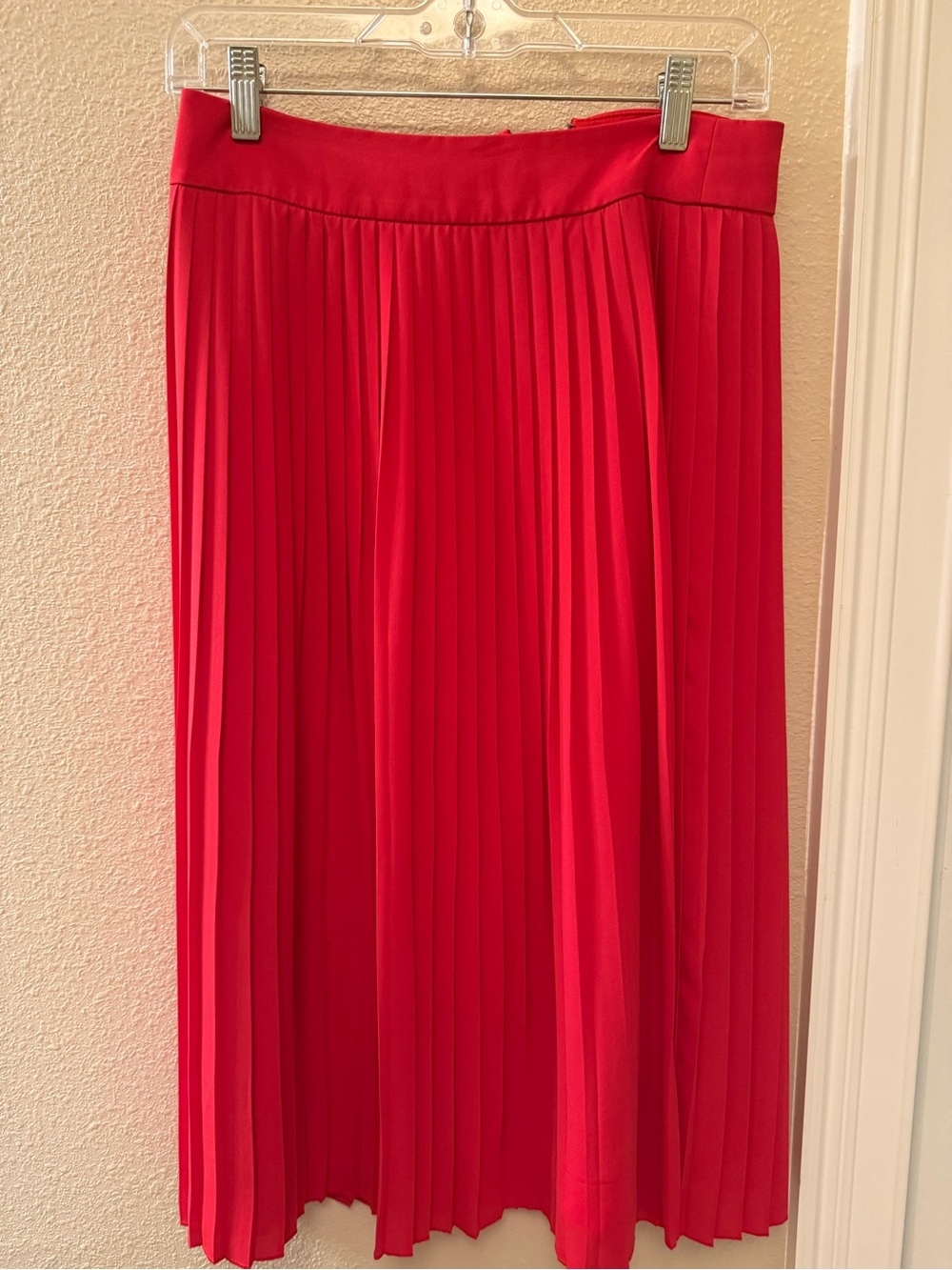J. Crew Bright Red Pleated Midi Skirt